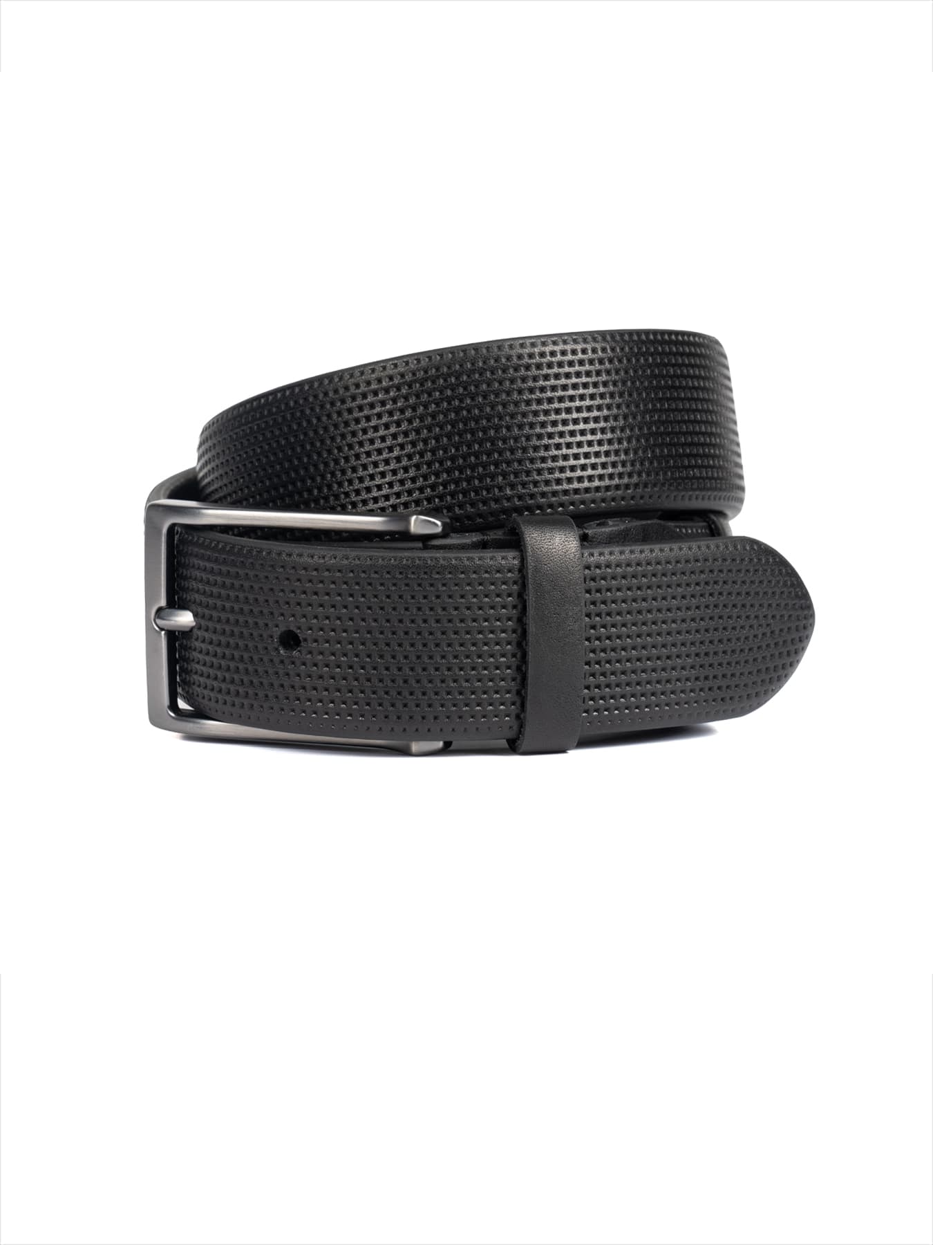 کمربند چرم مشکی زبانه دار طرح سوزنی 5