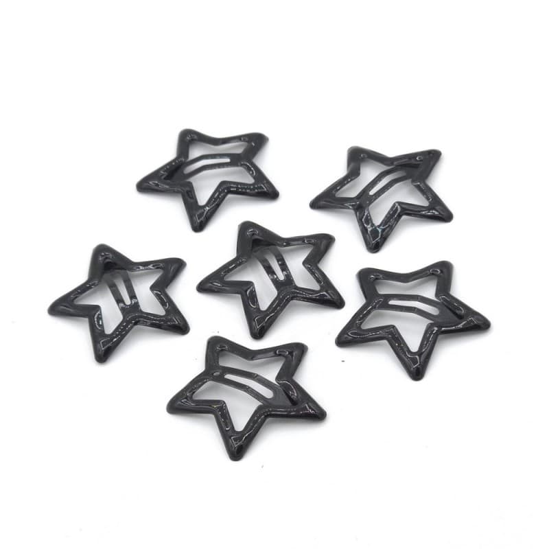 گیره مو تق تقی طرح ستاره رنگ مشکی بسته 6 عددی