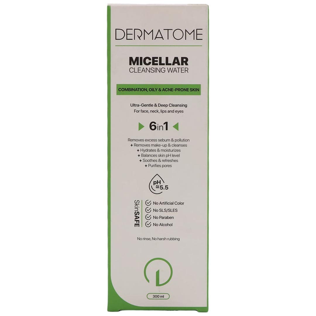 میسلار واتر 6 × 1 مناسب پوست مختلط، چرب و مستعد آکنه 300 میل درماتوم