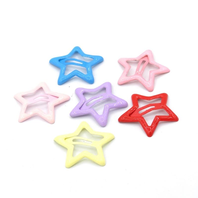 گیره مو تق تقی طرح ستاره مدل چندرنگ بسته 6 عددی