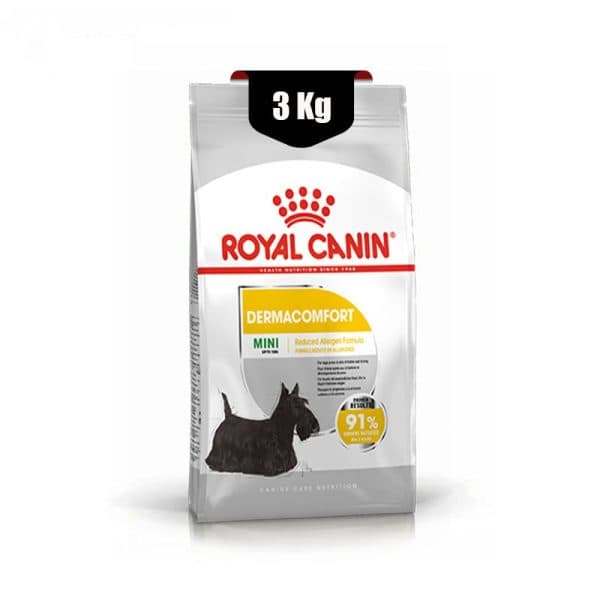 غذای خشک سگ مینی درماکامفورت با پوست و موی حساس رویال کنین (Royal Canin Mini Dermacomfort) وزن 3 کیلوگرم