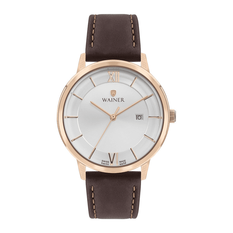 ساعت مچی مردانه واینر مدل WA.11190-D بند چرم قهوه ای