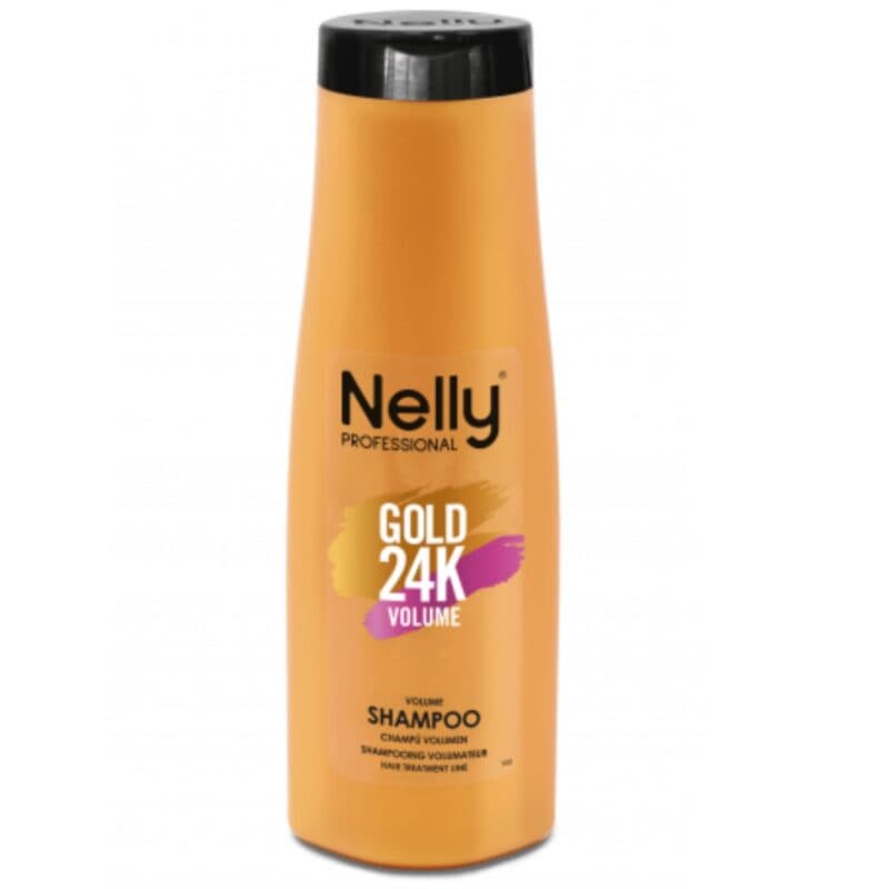 شامپو حجم دهنده نلی گلد 24K حجم 400 میل | تقویت‌کننده و درخشان‌کننده مو