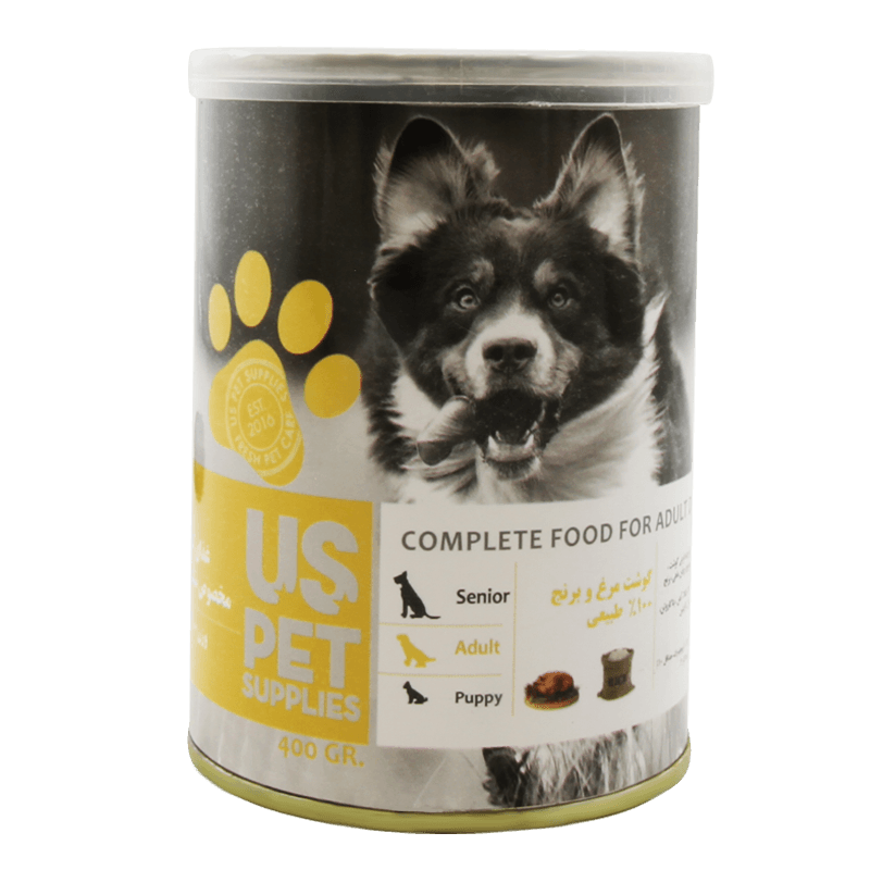 کنسرو غذای سگ یو اس پت با طعم مرغ و برنج UsPet Canned Food With Chicken & Rice وزن 400 گرم
