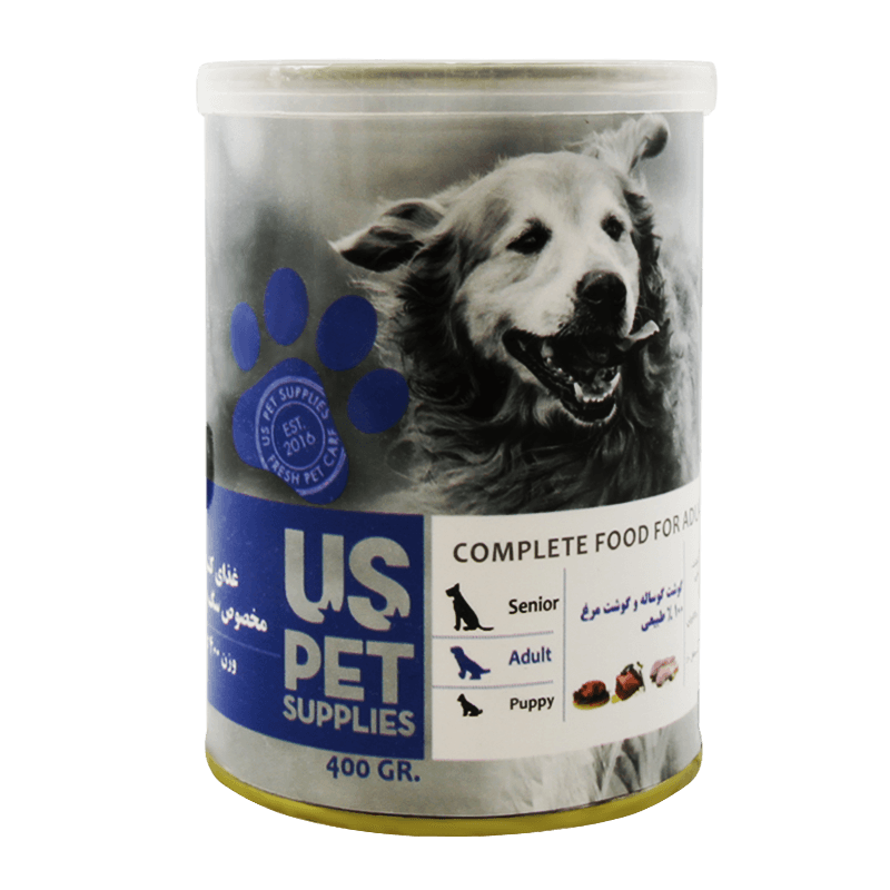 کنسرو غذای سگ یو اس پت با طعم گوشت گوساله و مرغ UsPet Canned Food With Chicken & Veal وزن 400 گرم