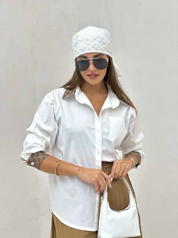 شومیز یقه و آستین رنگی زنانه