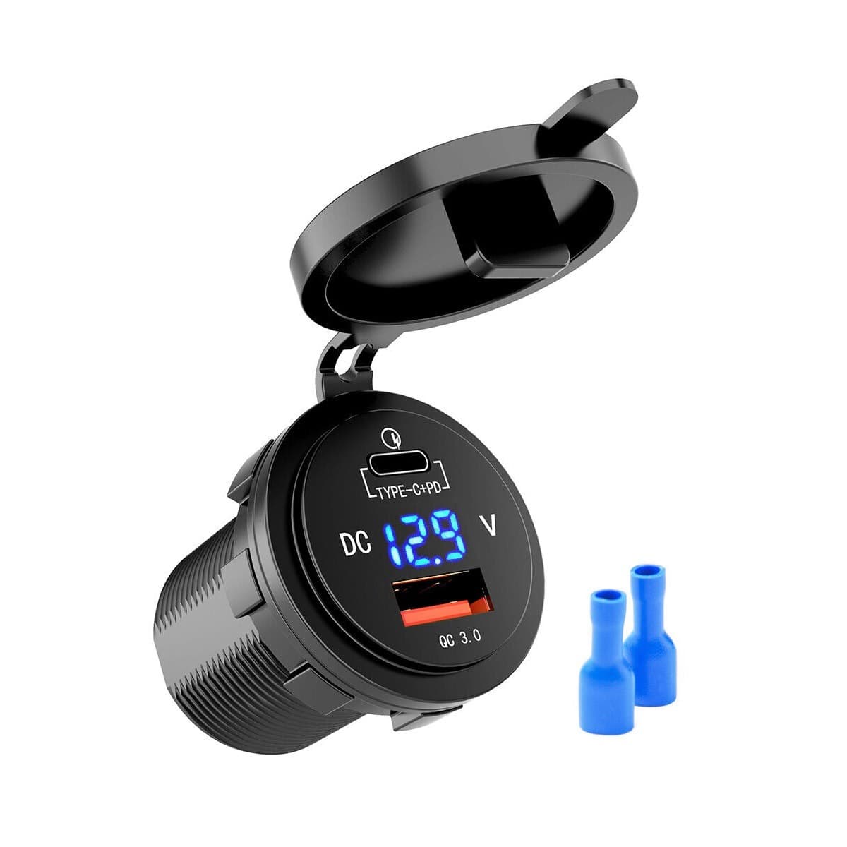 شارژر فندکی ماشین 2 خروجی (فست + تایپ c) دیجیتال