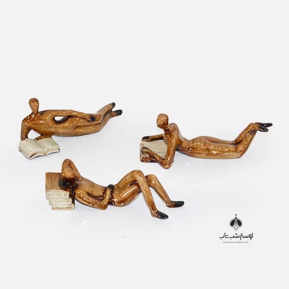 FRZ آدمک کتاب خوان سه تایی قهوه ای