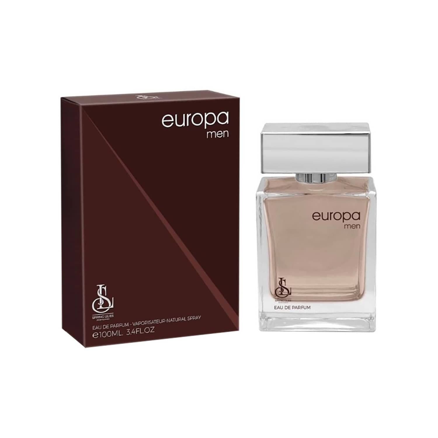 ادو پرفیوم مردانه اسپرینگ لیلیز مدل Europa Men حجم 100 میلی لیتر با پکیج Soft