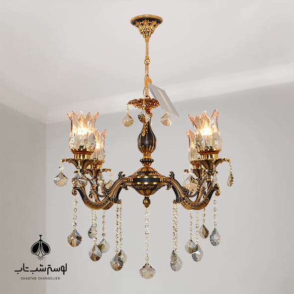 لوستر آویز 4 شعله 710/4 یاسمن نورسازان مشکی فرانسه