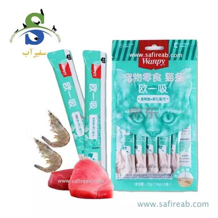 بستنی گربه ونپی با طعم ماهی تن و میگو (۱ عددی و پک ۵ عددی)
