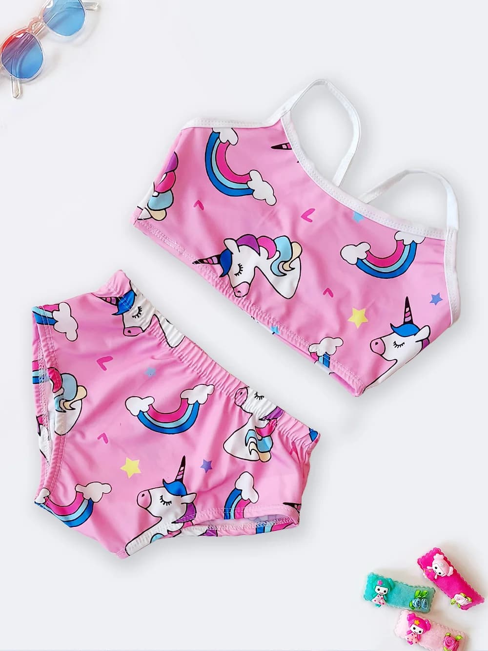 مایو بچگانه دخترانه دو تیکه بصورت نیم تنه مایویی اسپیدو ( Speedo ) طرح اسب تک شاخ