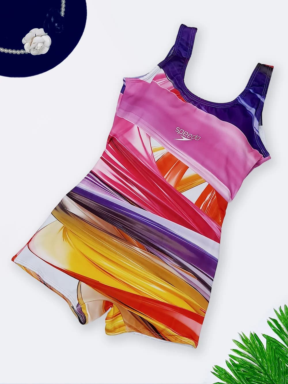 مایو زنانه پادار نیمه پوشیده زنانه با طرح شاد چند رنگ برند اسپیدو ( Speedo ) کاپدار