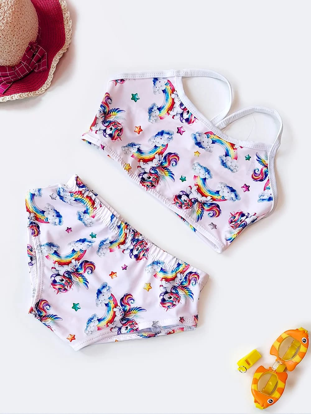 مایو بچه گانه دخترانه برای استخر دو تکه طرح اسب شاخ دار صورتی اسپیدو ( Speedo )