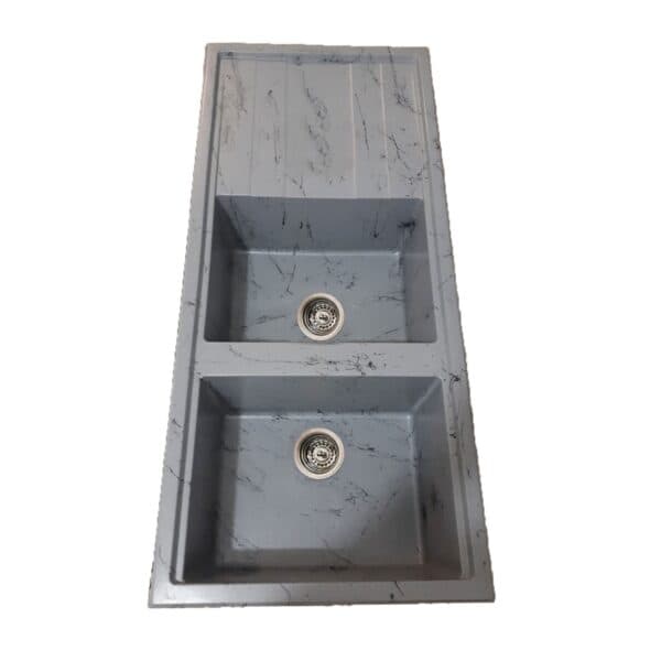 سینک گرانیتی توکار تیدومکث مدل طوسی رگه مشکی