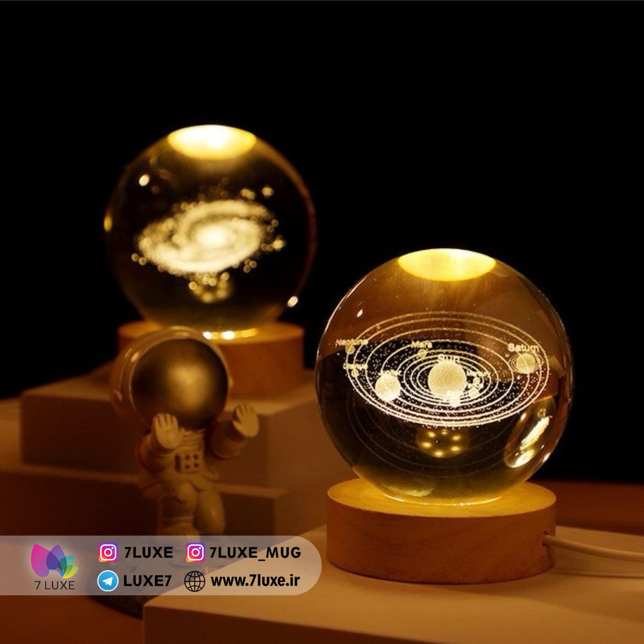 گوی کریستالی چراغ دار قطر 8