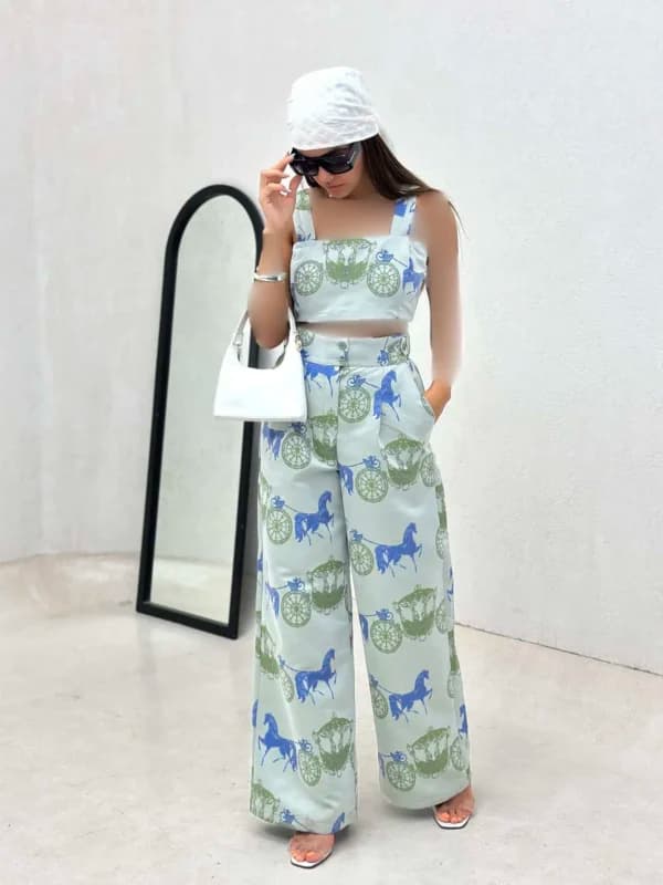 دوتیکه کراپ و شلوار طرح زنانه