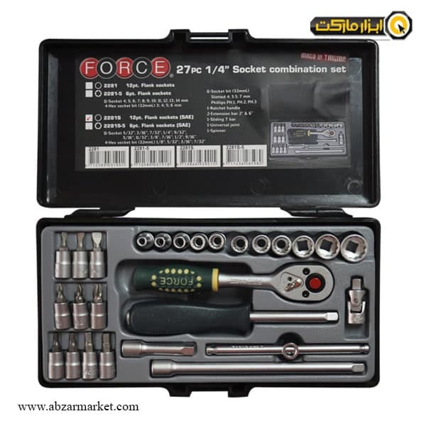 جعبه بکس فورس 27 پارچه اینچی 1/4 اینچ مدل 2281S