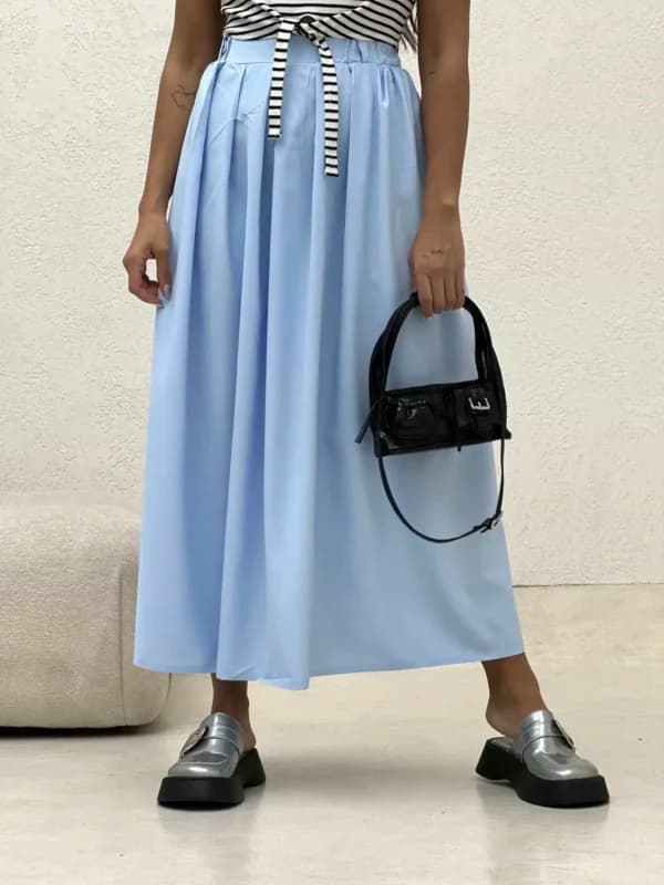 دامن مازراتی پیلی کمربند دار زنانه