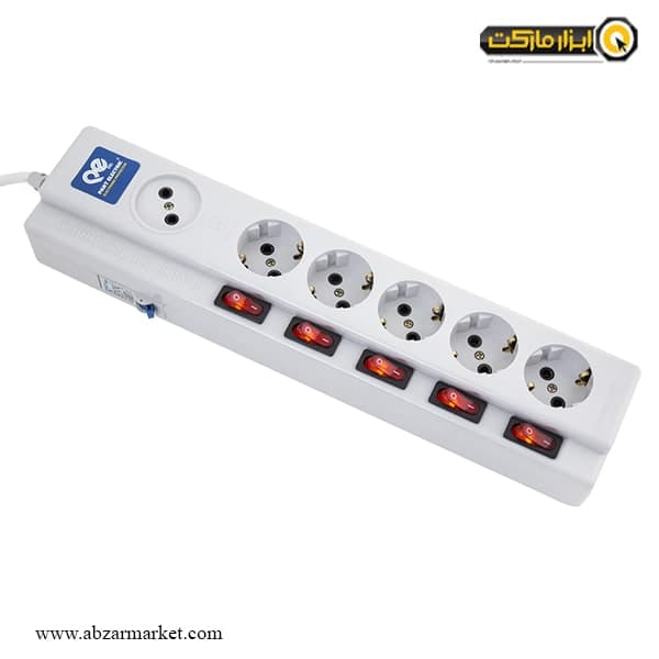 شش خانه 5+1 فیوز دار پارت الکتریک با کابل 5 متری مدل PRT 2162
