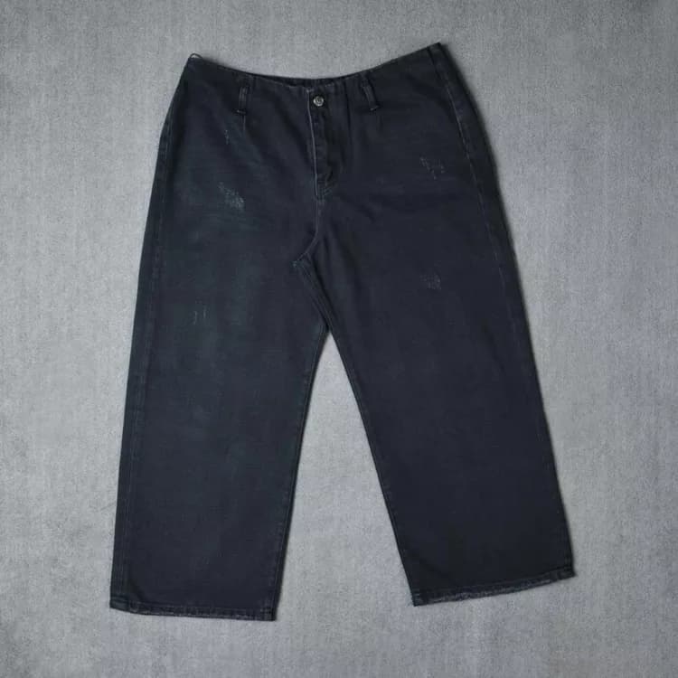 شلوار جین دخترانه واید لگ ذغالی کد 27102