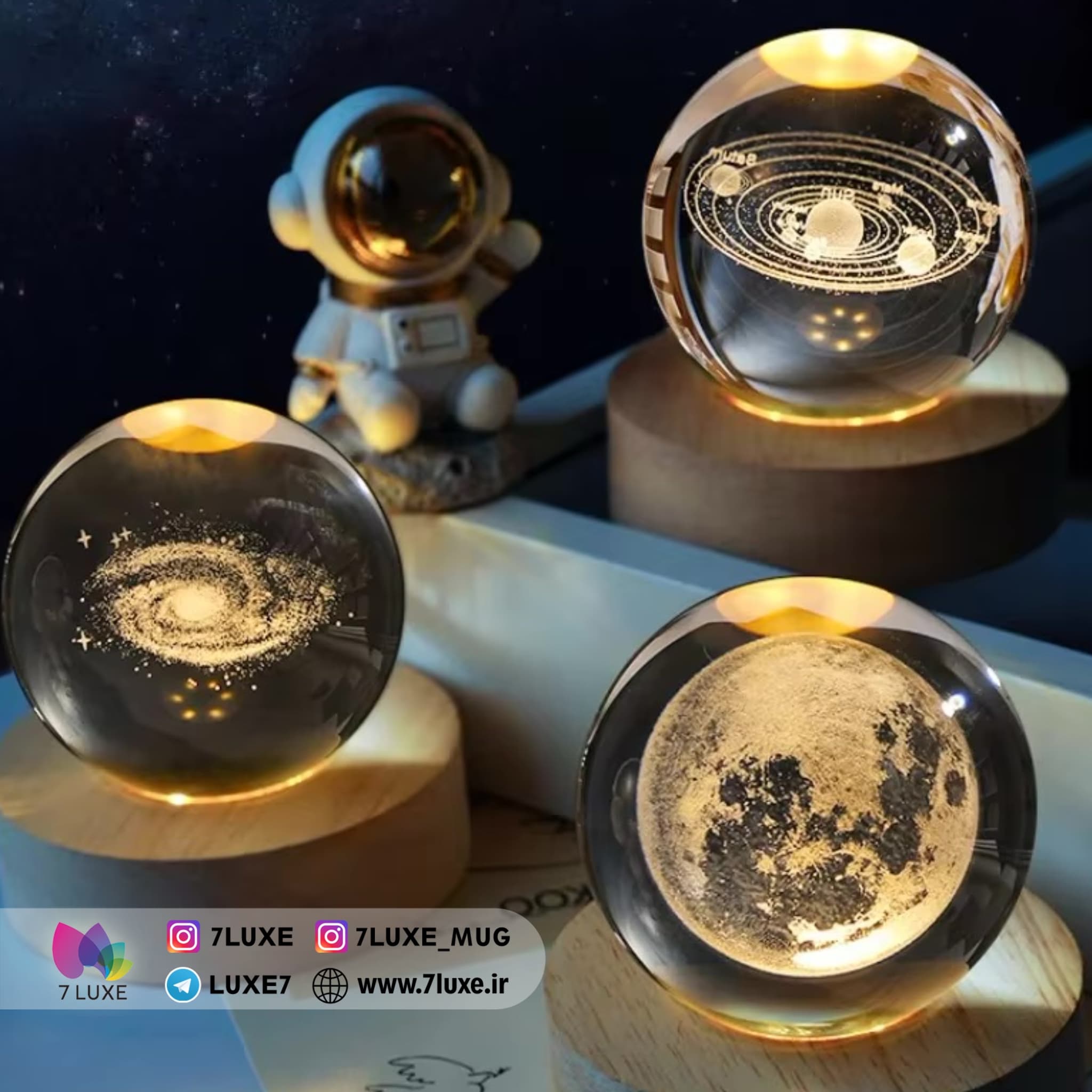 گوی کریستالی چراغ دار قطر 6