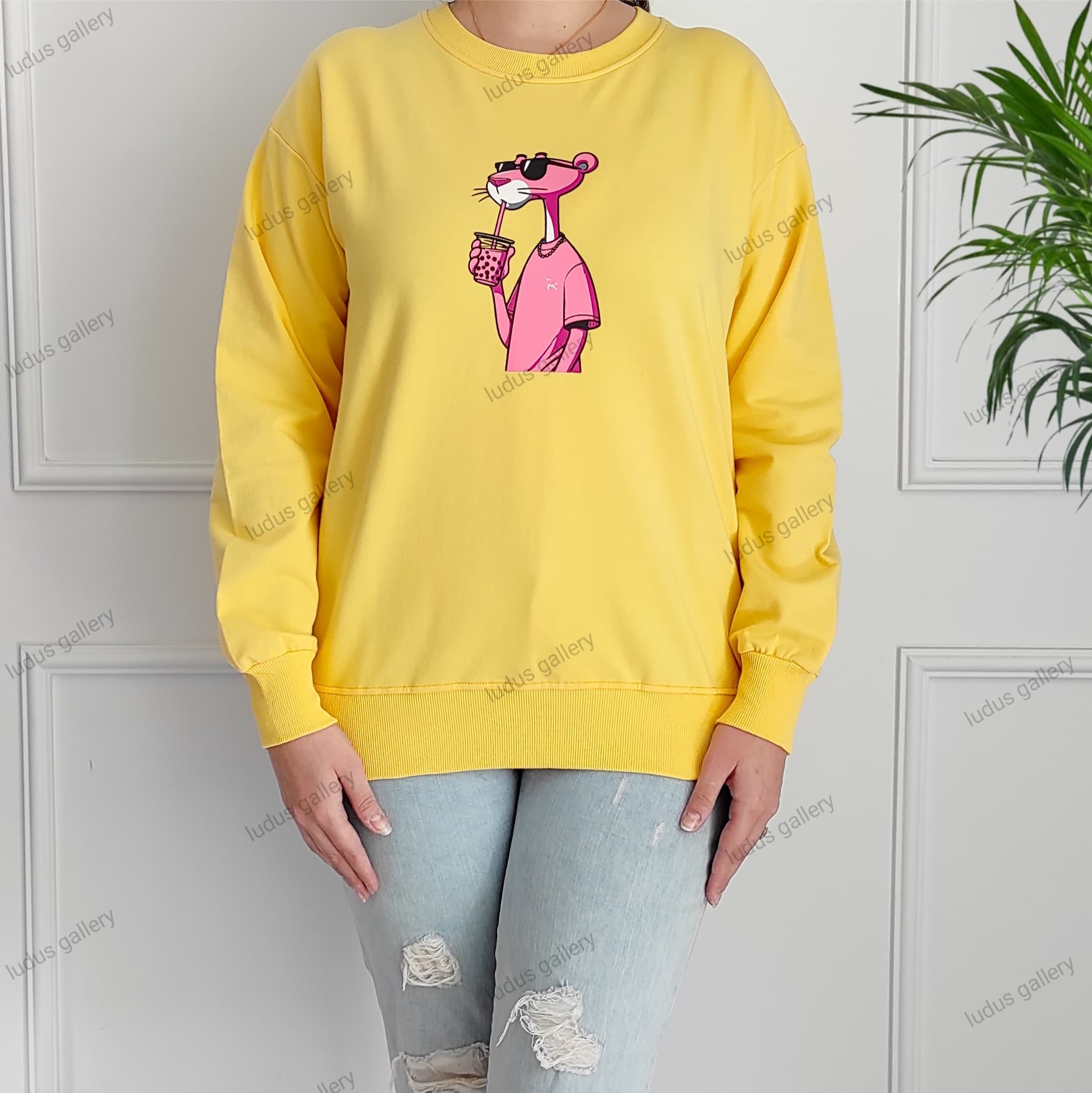 بلوز دورس زنانه طرح پلنگ صورتی