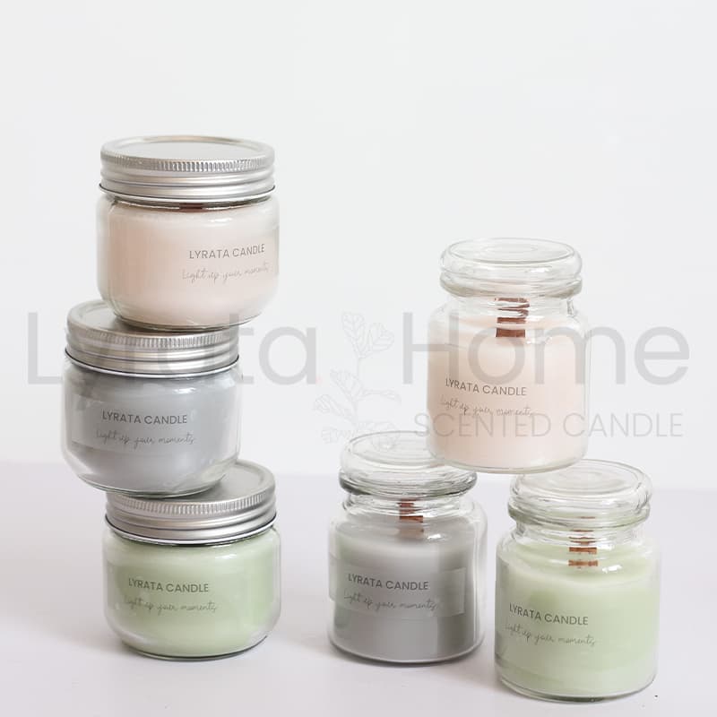 شمع دست ساز ظرفی در شیشه ای رنگی