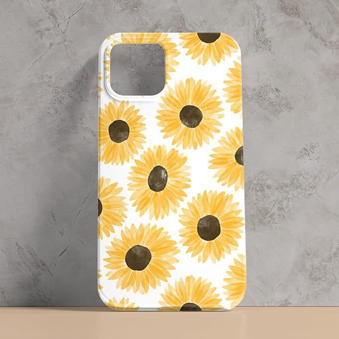 قاب گوشی موبایل با طرح گلدار رنگ زرد مناسب برای چاپ طرح دلخواه کد CAA548