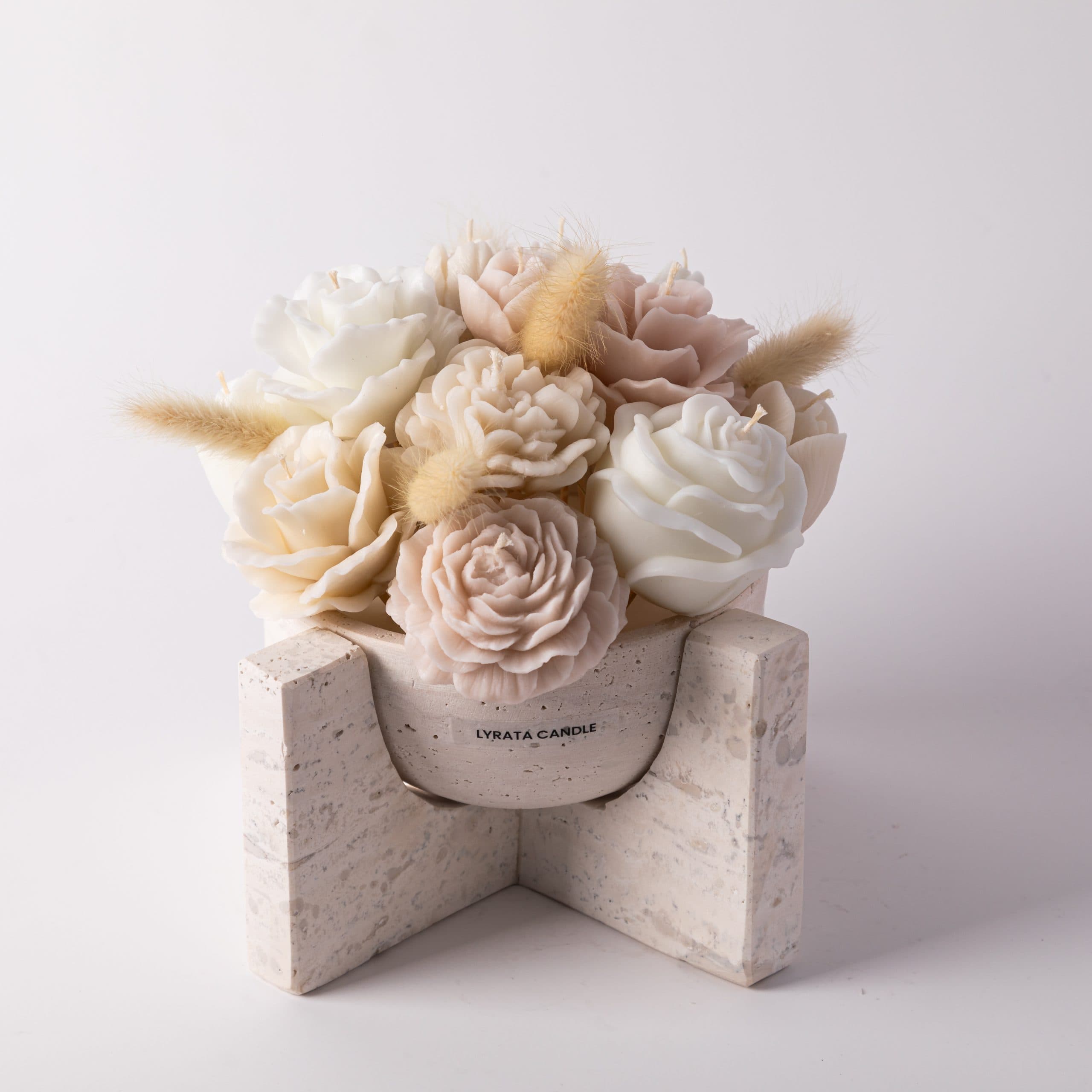 شمع دست ساز گل سنگی دوتکه