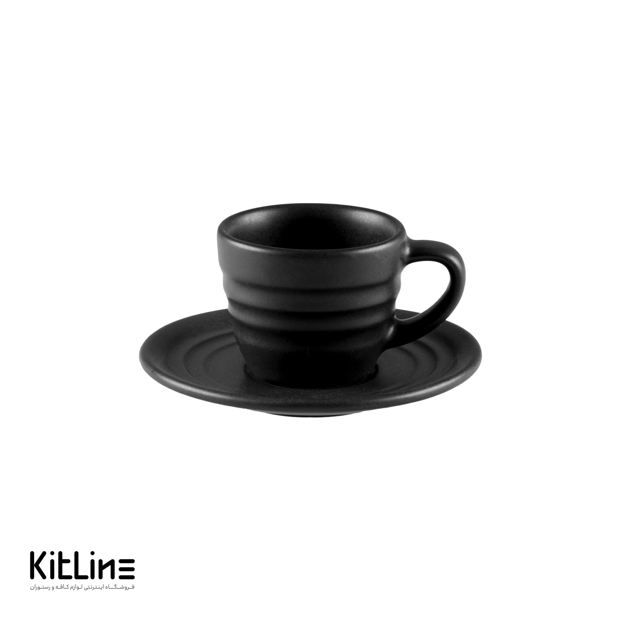 فنجان و نعلبکی اسپرسو پرسلین ۱۰۰ میلی لیتری مشکی آرتیزان مدل رینگ