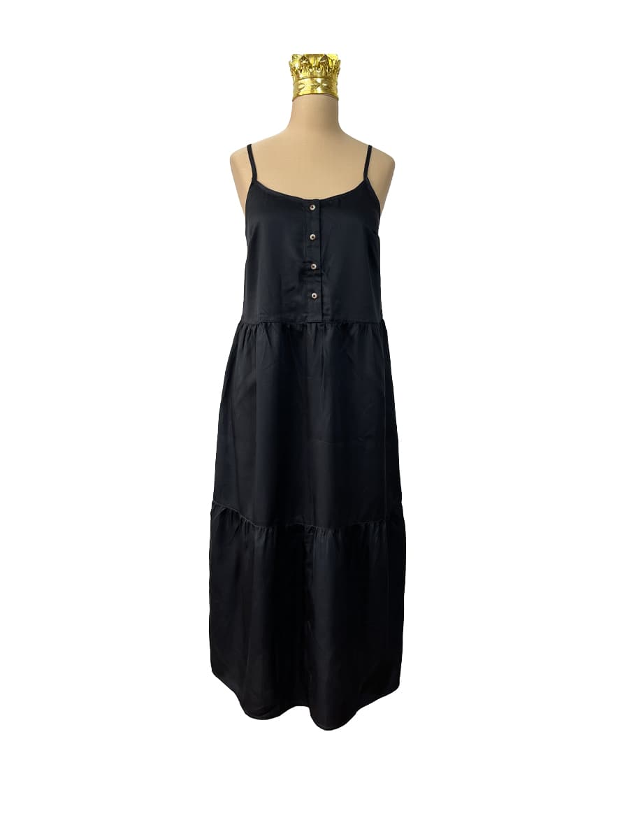 پیراهن زنانه یقه گرد ساده مشکی برند اسمارا کد b4382