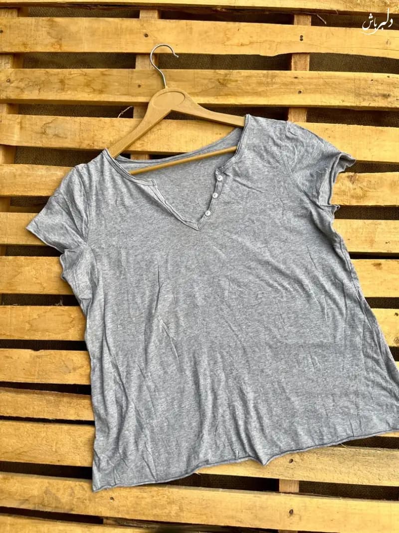 تیشرت یقه دکمه تمام نخ