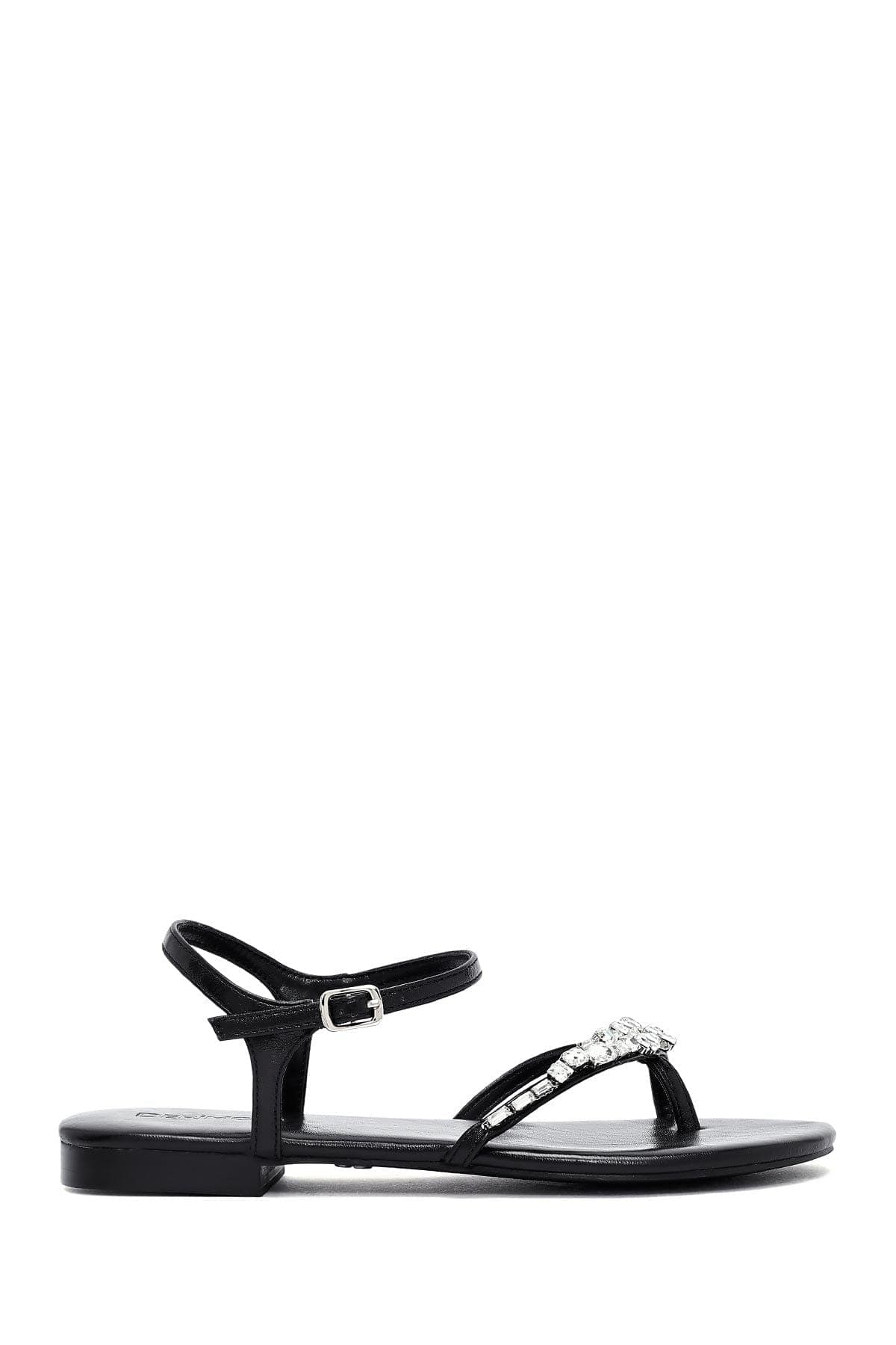 صندل زنانه مشکی نگین‌دار انگشتی دری مد