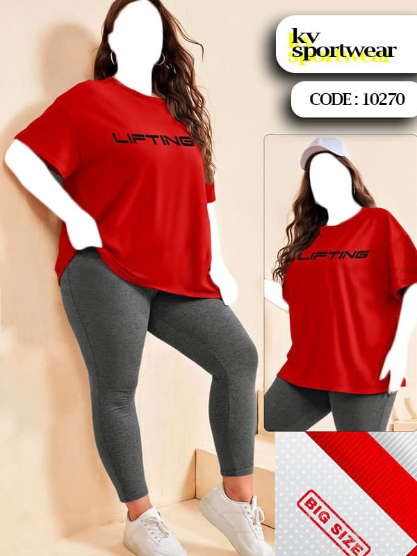 ست تیشرت شلوار نخی سایز بزرگ ورزشی زنانه کد 005