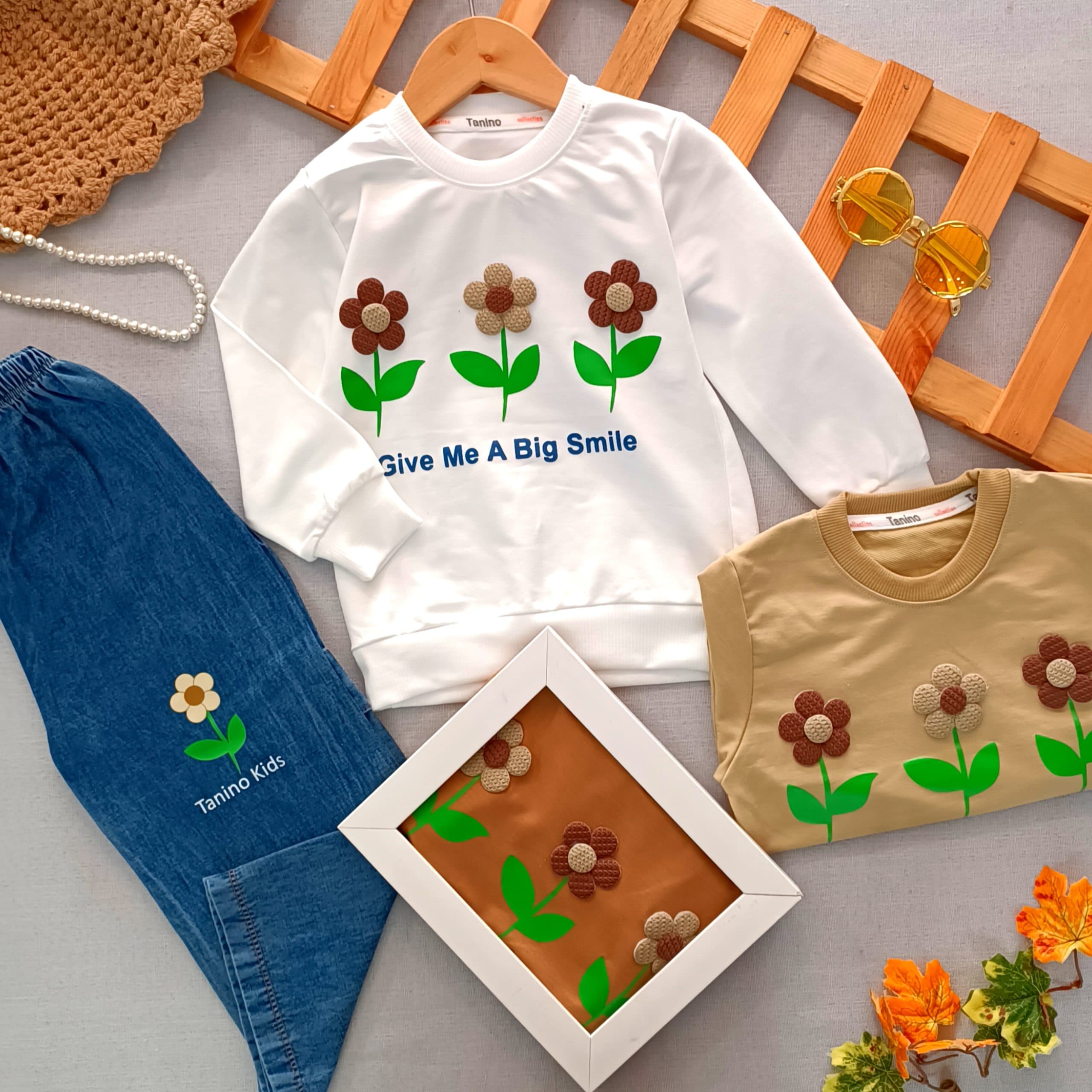 بلوز شلوار جین گل برجسته