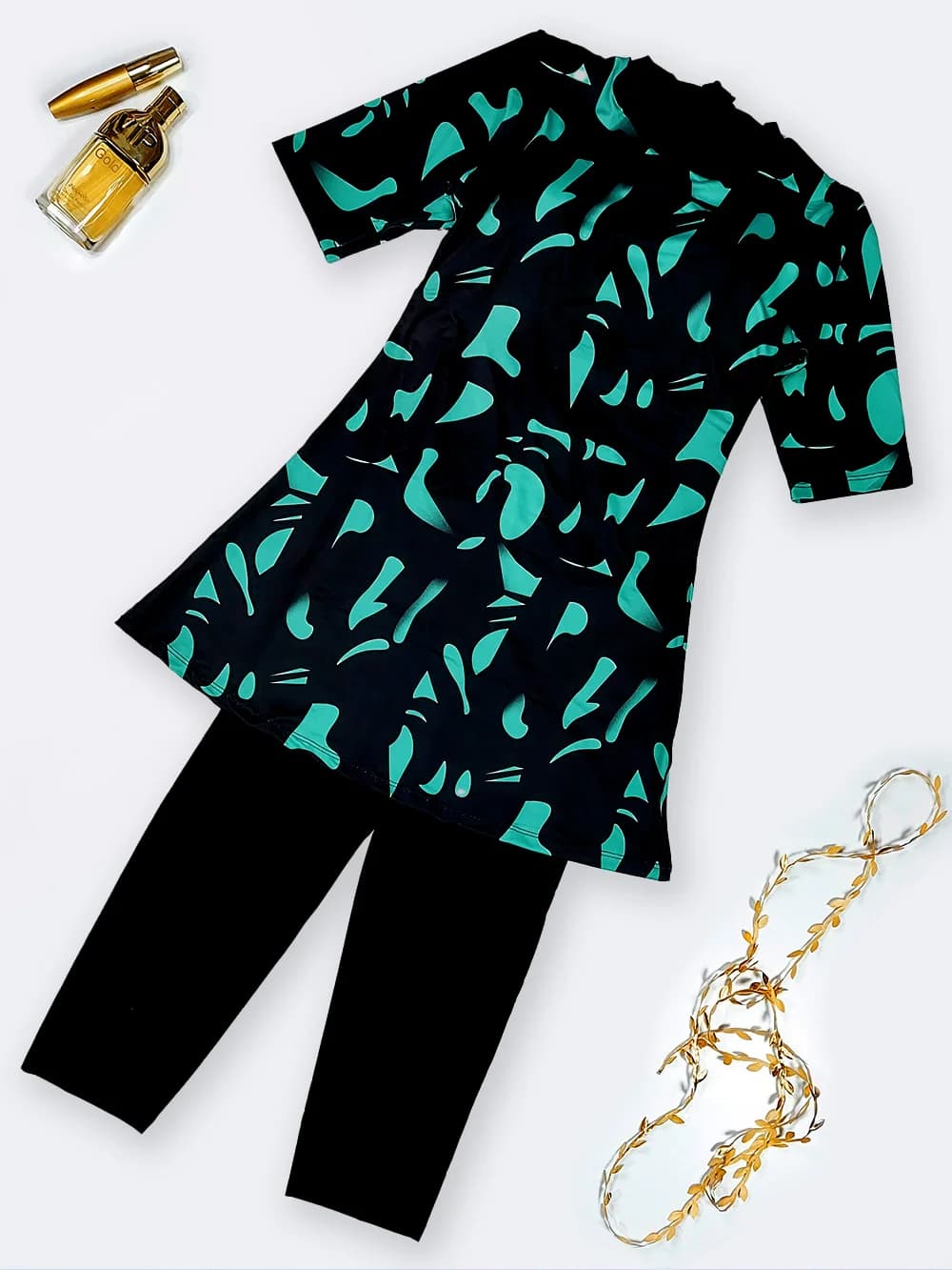 مایو اسلامی نیمه پوشیده زنانه مشکی رنگ یکسره لایف ( Life ) برای استخر و دریا کاپدار