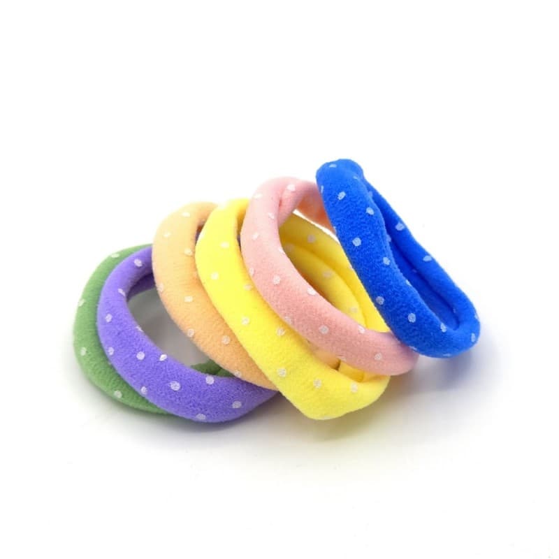 کش مو حوله ای طرح خال خالی بسته 6 عددی