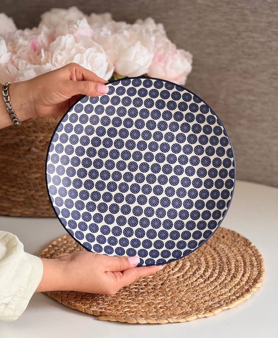 بشقاب پلوخوری زاراهوم کد 008 طرح دایره آبی