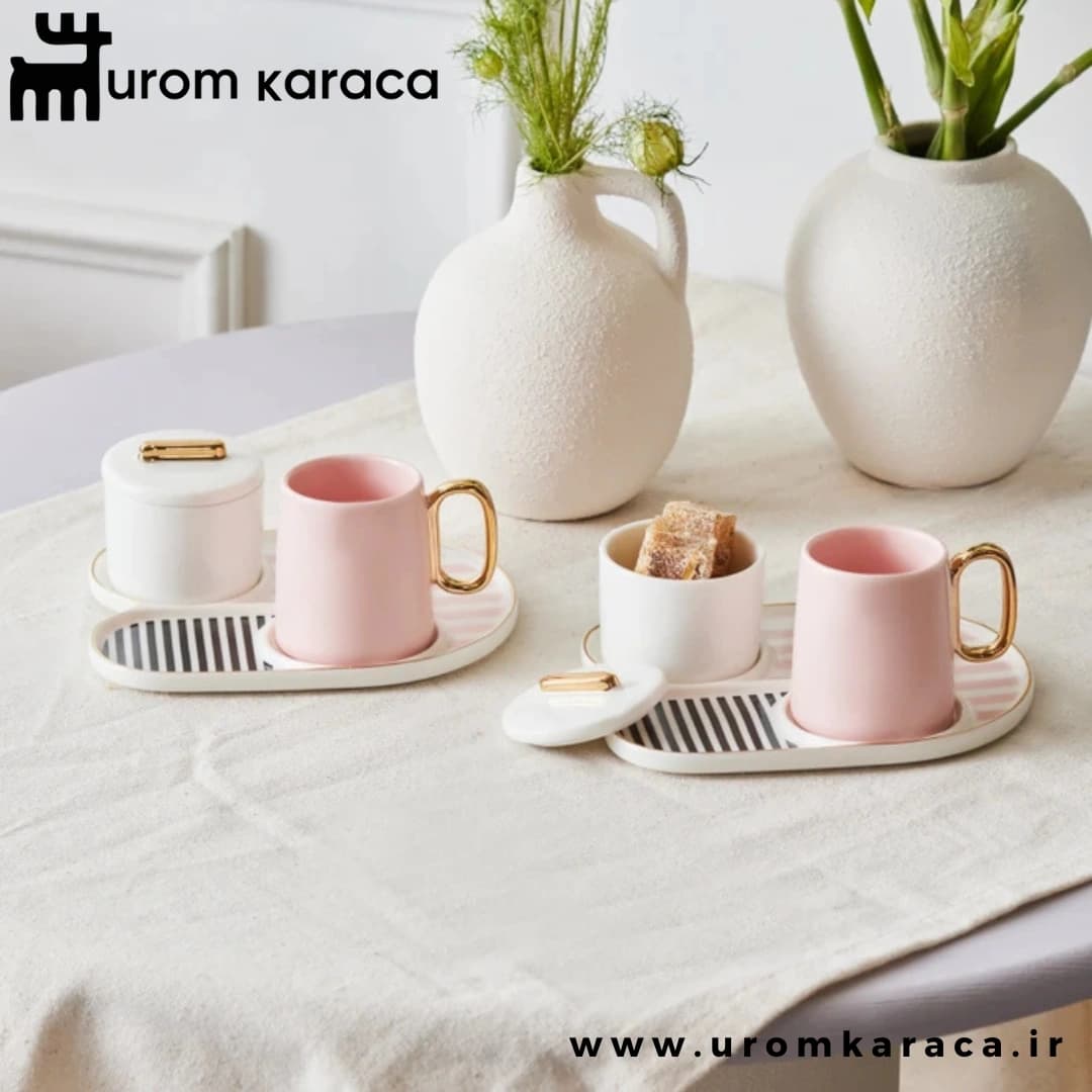 سرویس قهوه خوری ۲ نفره کاراجا Jules صورتی ۸۰ میلی