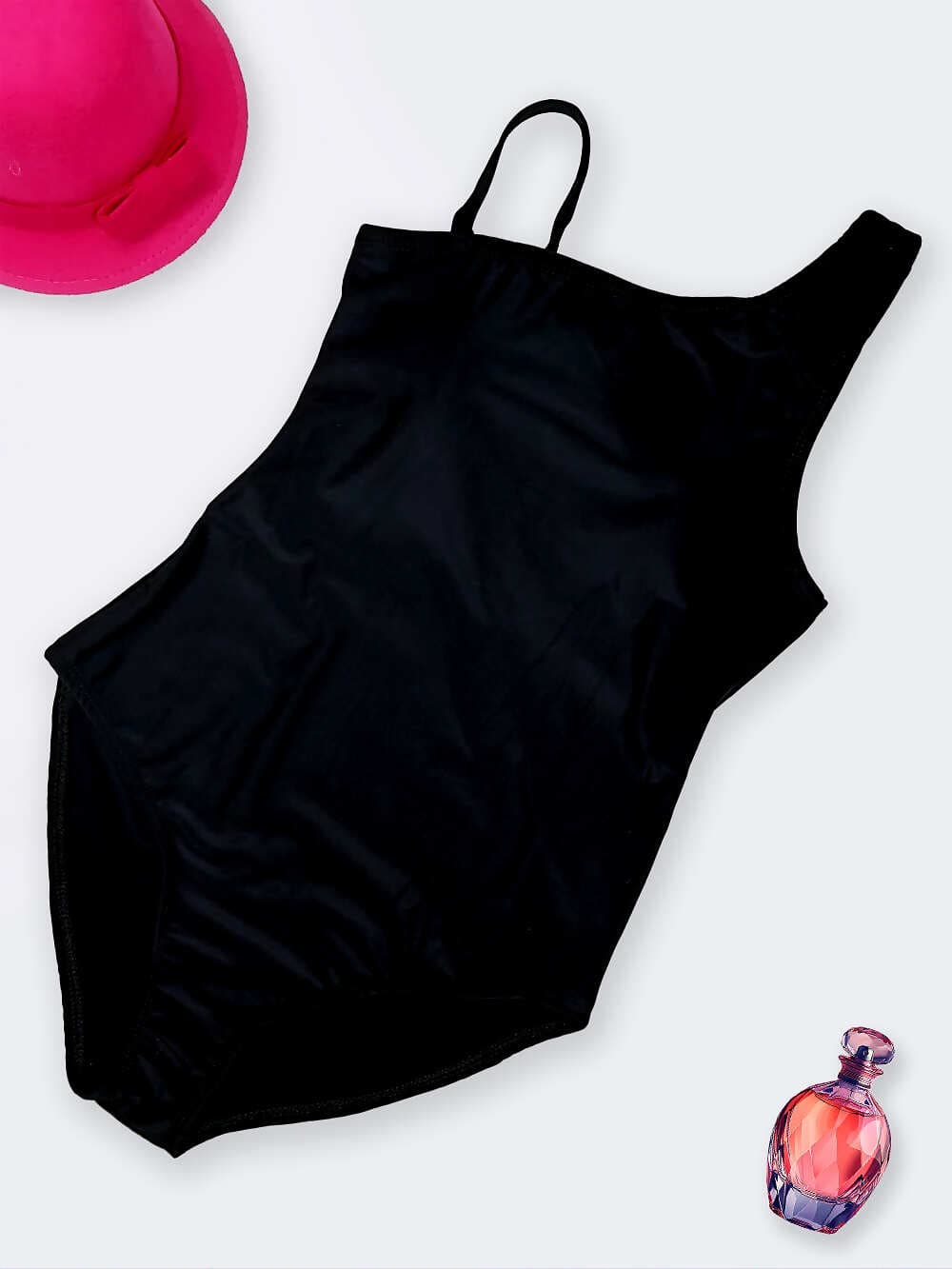 مایو زنانه اسلیپ یقه یکطرفه خاص و شیک مشکی رنگ بصورت کاپدار اسپیدو ( Speedo )