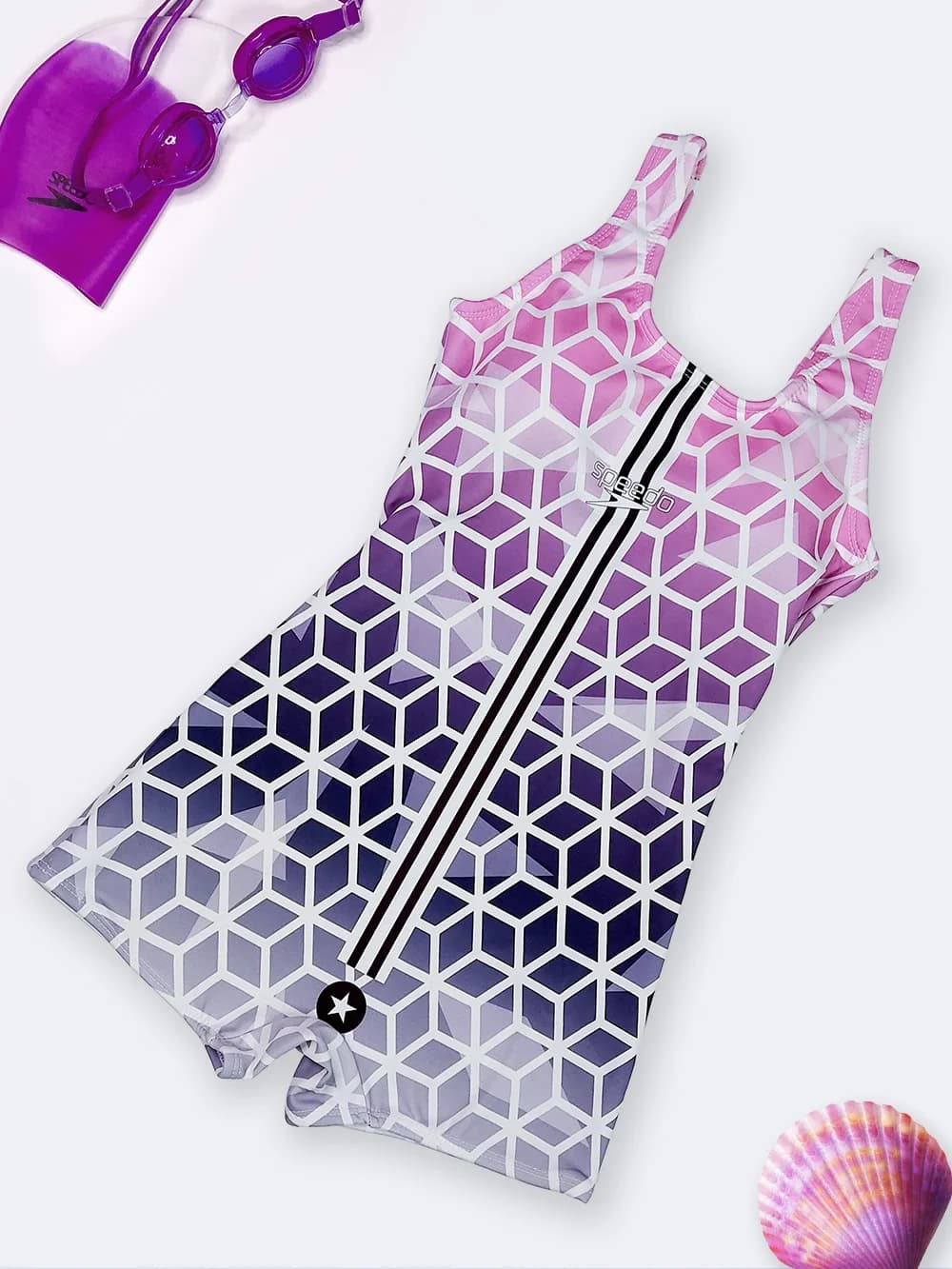 مایو پادار زنانه طرح فانتزی و شاد بصورت کاپدار برای استخر اسپیدو ( Speedo ) نیمه پوشیده