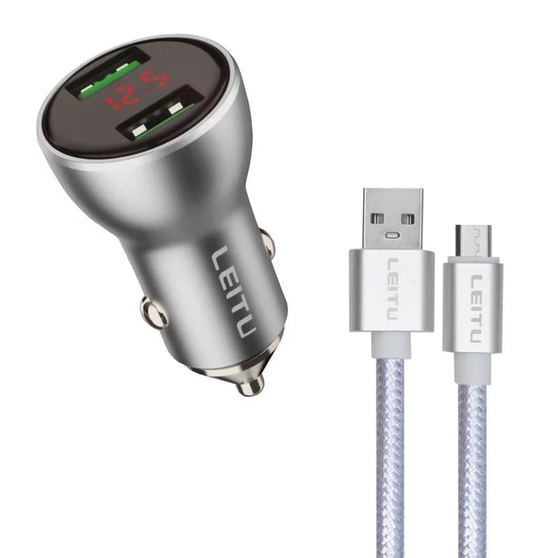 شارژر فندکی لیتو مدل LC-C20 به همراه کابل میکرو یو اس بی