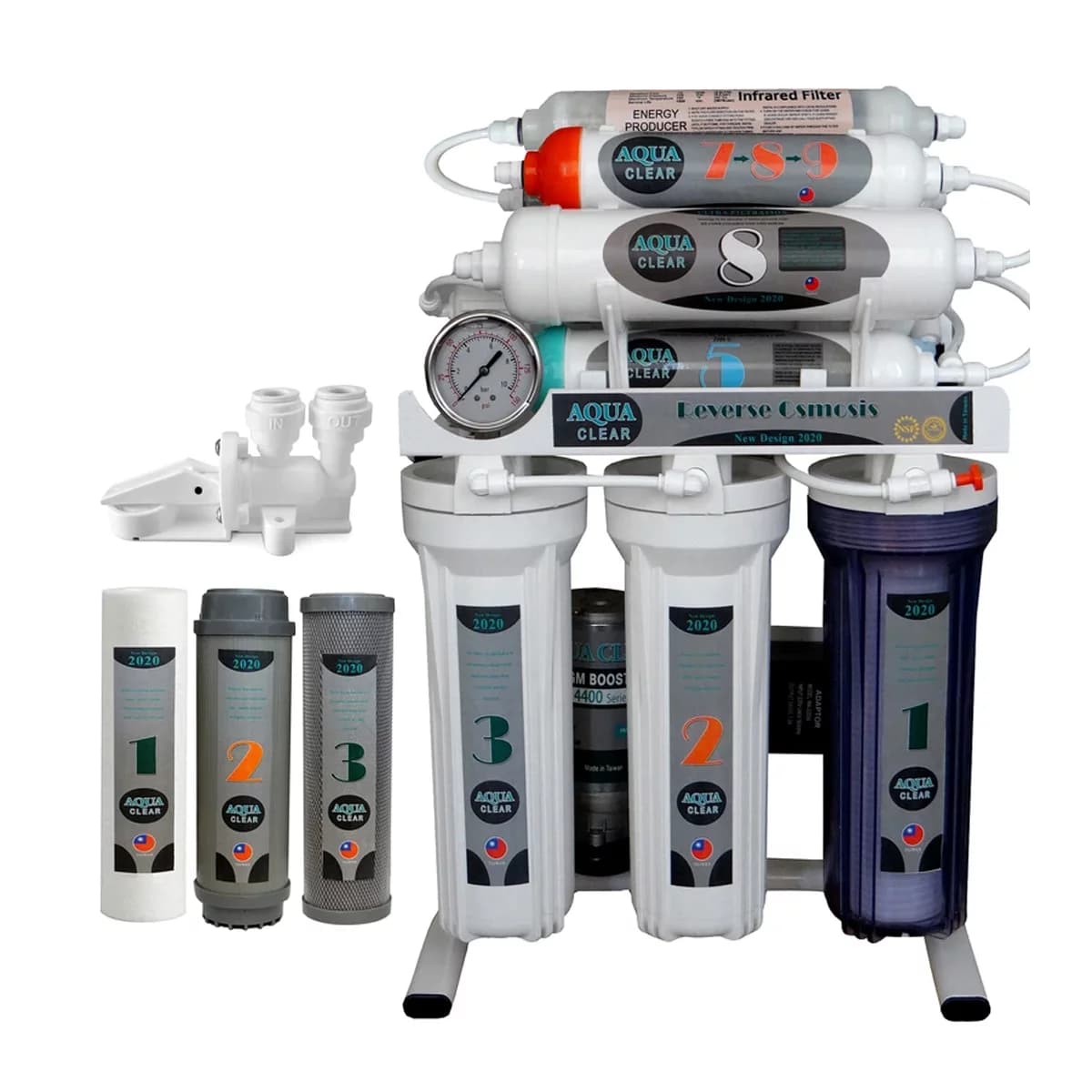 دستگاه تصفیه کننده آب آکوآ کلیر مدل NEW DESIGN2020 – ASF10 به همراه فیلتر مدل 01 مجموعه 3 عددی و کیت نشتی گیر