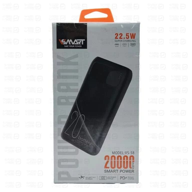 پاوربانک وی اسمارت مدل VS-58 – ظرفیت 20000 میلی‌آمپر با قابلیت PD 20W و QC3