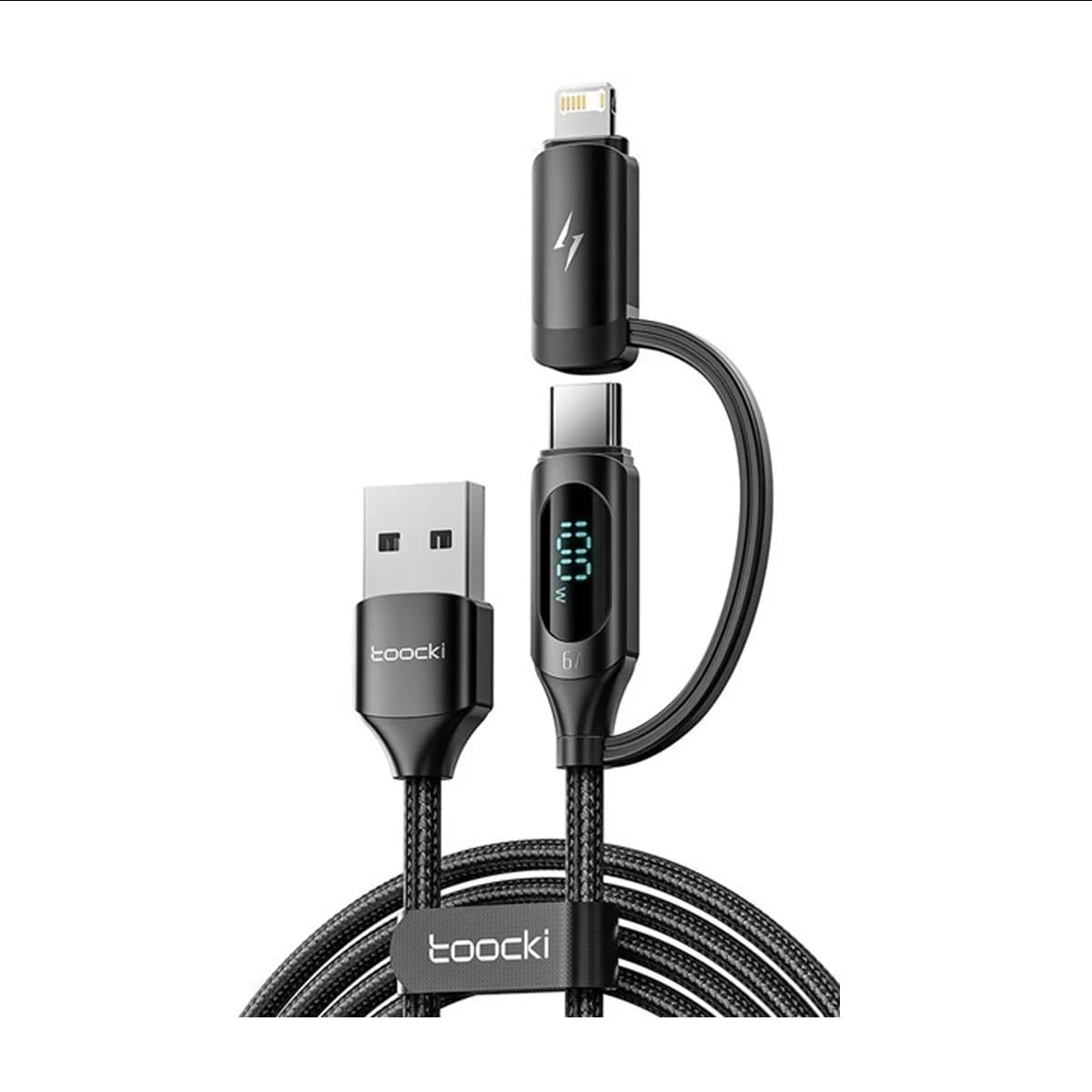 کابل USB به USB-C و لایتنینگ توکی مدل TQ-X03 طول 1 متر