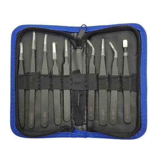 ست پنس ۹ عدد آنتی استاتیک به همراه کیف چرمی