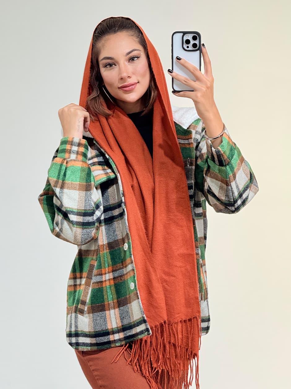 شکت چهارخونه کلاه دار کد 19636