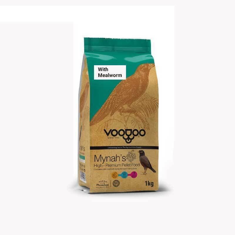 پلت غذای خشک مرغ مینا وودو به همراه میلوورم Voodoo Myna Dry Pallet With Mealworm وزن 1 کیلوگرم
