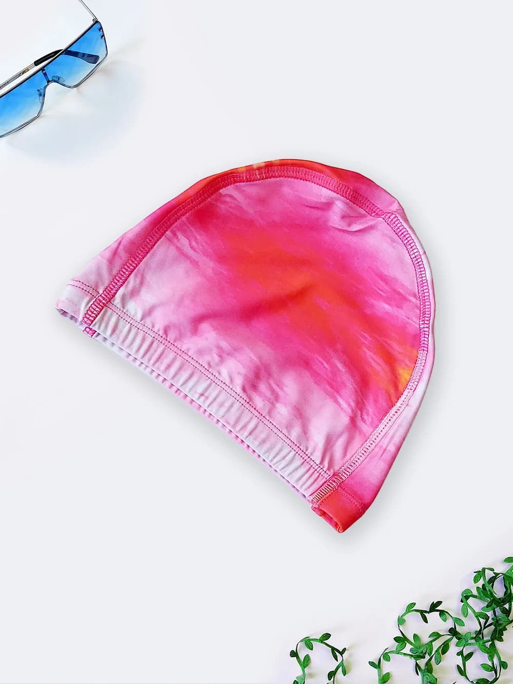 کلاه استخر شنا زنانه صورتی رنگ با طرح ابروباد با جنس پارچه مایویی با کیفیت بالا و قیمت ارزان